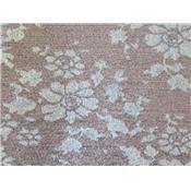 Tissu Jacquard Motif Fleurs Kaki / Noir / Lurex Bronze