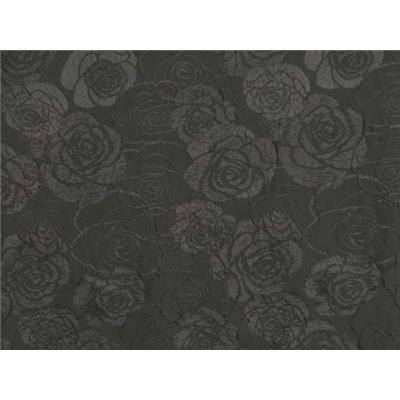 Tissu Jacquard Motif Rose Noir / Lurex Noir