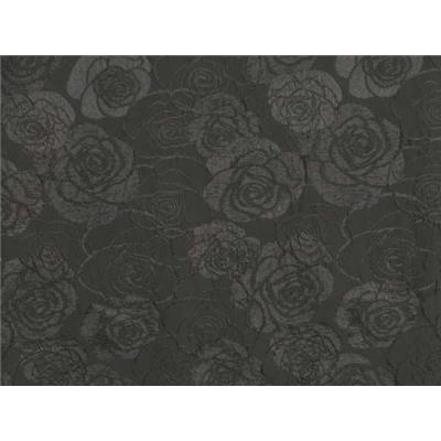 Tissu Jacquard Motif Rose Noir / Lurex Noir