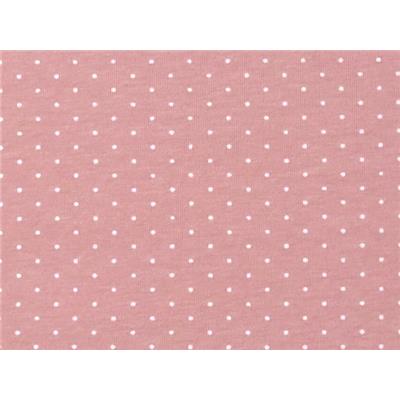 Tissu Jersey Coton / Elasthanne Vieux Rose Pois Tete d'Épingle