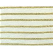 Tissu Jersey Ecru Rayures Lurex Dorées