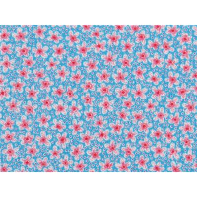 Tissu Jersey Imprimés Petites Fleurettes Bleu / Rose
