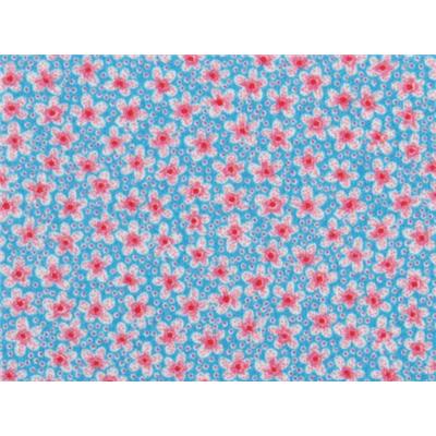 Tissu Jersey Imprimés Petites Fleurettes Bleu / Rose