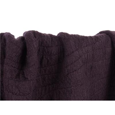 Tissu Maille Tricot 100 % Laine Aubergine