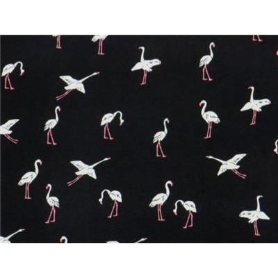 Tissu Satin Imprimé Flamant Rose