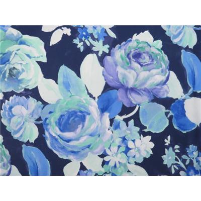 Tissu Voile Marine Imprimé Pivoines