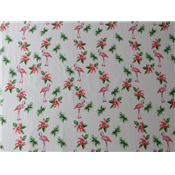 Tissu Imprimé Flamant Rose et Hibiscus