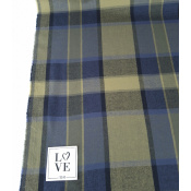 Tissu Flanelle 100 % Coton TARTAN Kaki / Marine