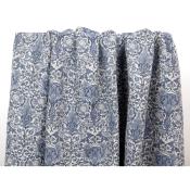 Tissu Jacquard Fleuri Bleu Ciel