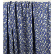 Tissu Popeline 100 % Coton Fleurs Bleu