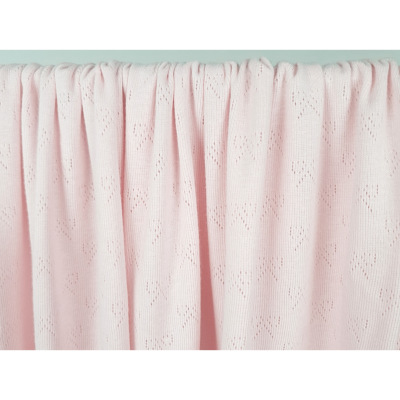 Tissu Maille Cote 2x2 Ajourée Noeuds Rose