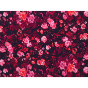 Tissu Popeline Coton / Viscose Fleurs Rouge