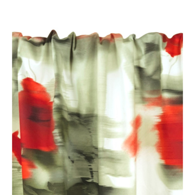 Tissu Satin de Coton Abstract Flowers Rouge