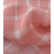Tissu Taffetas Léger Viscose & Soie Graphic Checks Rose / Ecru