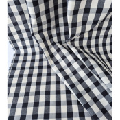 Tissu Toile Mélange Coton / Lin Carreaux Ecru & Noir