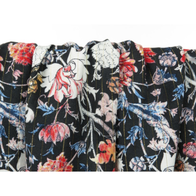 Tissu Voile de Viscose Lurex Doré Fleurs Aquarelle