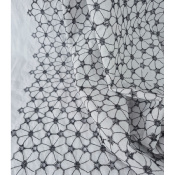 Tissu Voile de Coton Broderie Daisy Noir