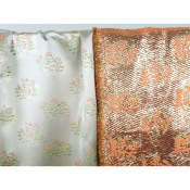 Tissu Satin Jacquard Bouquets de Fleurs 