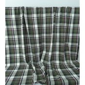 Tissu Sergé 100 % Coton Bio TARTAN Kaki / Ecru