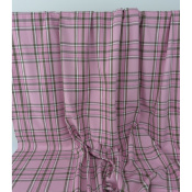 Tissu Sergé 100 % Coton Bio TARTAN Rose / Kaki