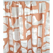 Tissu Toile 100 % Lin Graphique Abricot / Beige