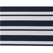 Tissu Crepe Ecru Imprimé Rayure Irrégulière Bleu Marine