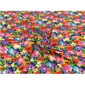 Tissu Molleton Fleurs & Papillons Marine