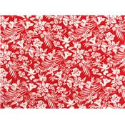 Tissu Crepe de Viscose Fleurs Tropicales Rouge