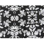 Tissu Poly-Viscose Imprimé Fleurs Noir / Blanc