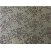 Tissu Jacquard Motif Fleurs Kaki / Noir / Lurex Bronze