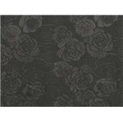 Tissu Jacquard Motif Rose Noir / Lurex Noir