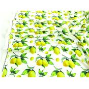 Coupon Jersey FUJI Citrons Blanc 90 cm x 150 cm