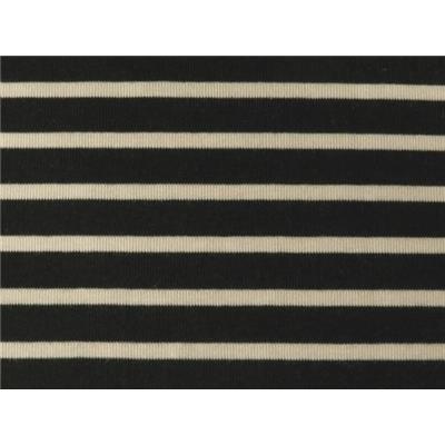 Tissu Jersey Rayé Noir / Beige Envers Gratté