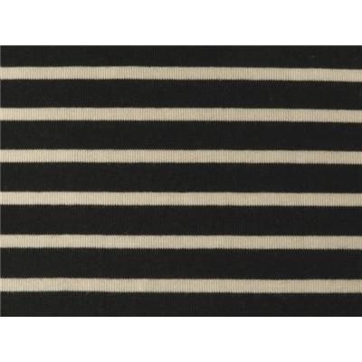 Tissu Jersey Rayé Noir / Beige Envers Gratté