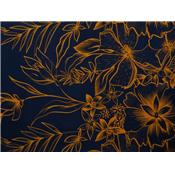 Tissu Voile de Viscose Fleur Marine / Mandarine