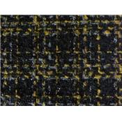 Tissu Tweed Noir / Jaune / Gris / Fils Brillants Noir