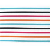 Tissu Molleton Gratté Rayé Blanc / Multicolore