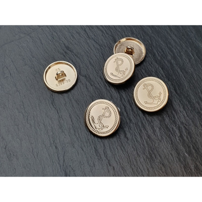 Bouton Métal Ancre Rond Doré 20 mm