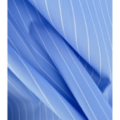 Tissu Popeline Mélange Coton Fines Rayures Bleu & Blanc