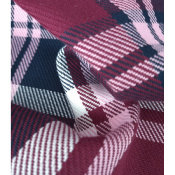 Tissu Sergé 100 % Coton Bio TARTAN Bordeaux / Marine
