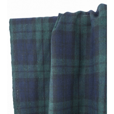 Tissu Lainage Léger 100 % Laine TARTAN Marine / Vert