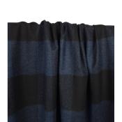 Tissu Lainage Léger Mélange Laine Carreaux Marine / Noir