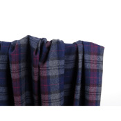 Tissu Lainage Léger TARTAN Marine / Gris