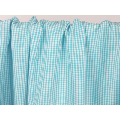 Tissu Popeline 100 % Coton Vichy Turquoise / Blanc