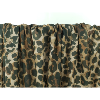 Tissu Popeline Coton / Soie LEO Aquarelle