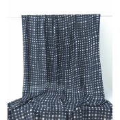 Tissu Taffetas Léger Viscose & Soie Graphic Checks Marine / Ecru