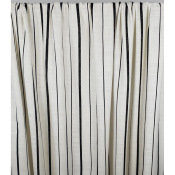 Tissu Toile Viscose / Lin Rayures Irrégulières Ecru / Noir